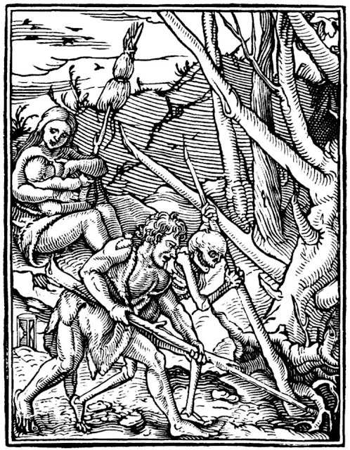 Ганс Гольбейн Младший. "Адам возделывает землю". Серия "Пляска смерти". 1526.