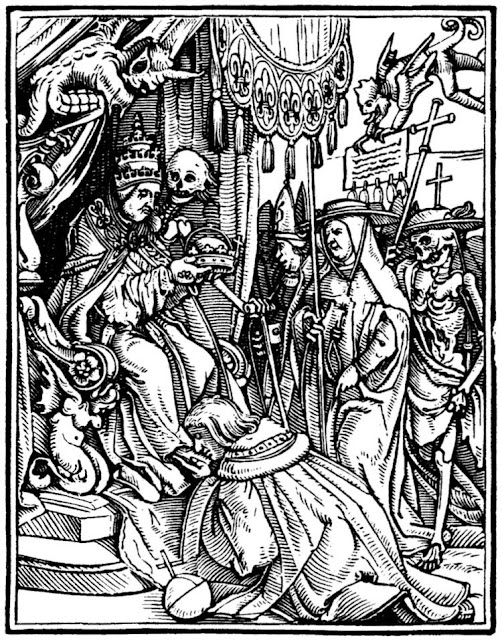 Ганс Гольбейн Младший. "Папа Римский". Серия "Пляска смерти". 1526.