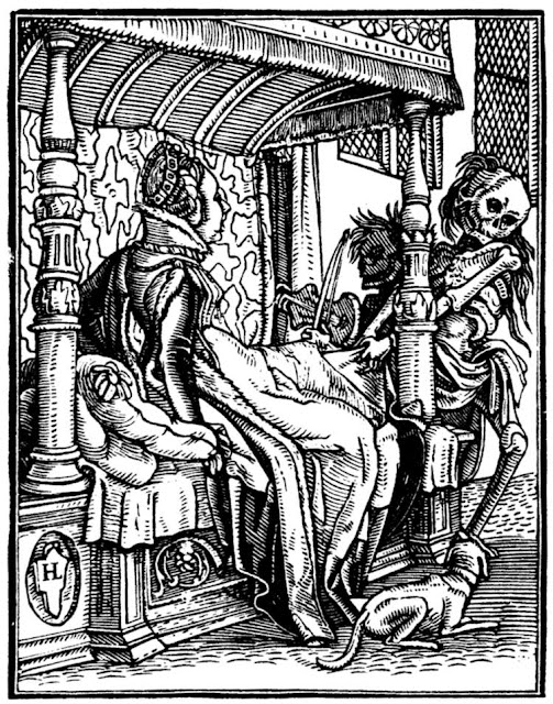 Ганс Гольбейн Младший. "Герцогиня". Серия "Пляска смерти". 1526.