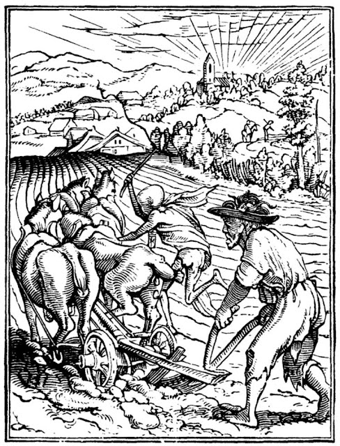 Ганс Гольбейн Младший. "Земледелец". Серия "Пляска смерти". 1526.