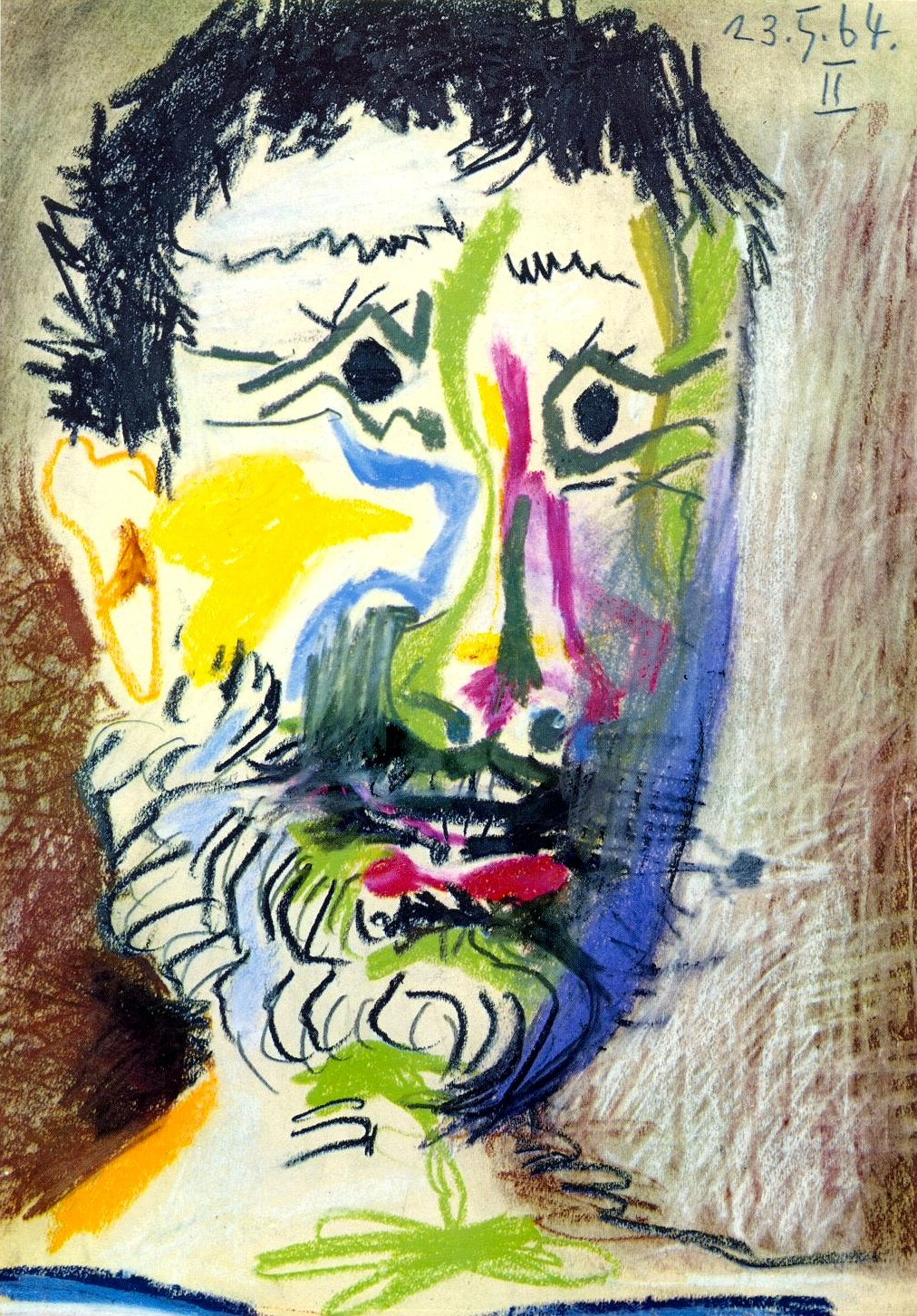 Пабло Пикассо. "Голова бородатого мужчины с сигаретой". 13.05.1964.