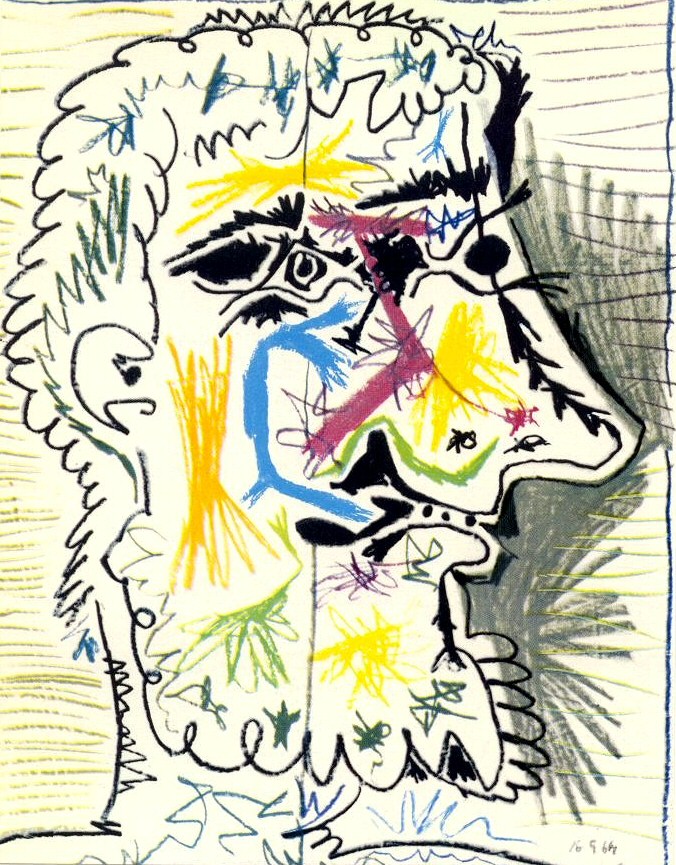Пабло Пикассо. "Голова бородатого мужчины". 16.05.1964.