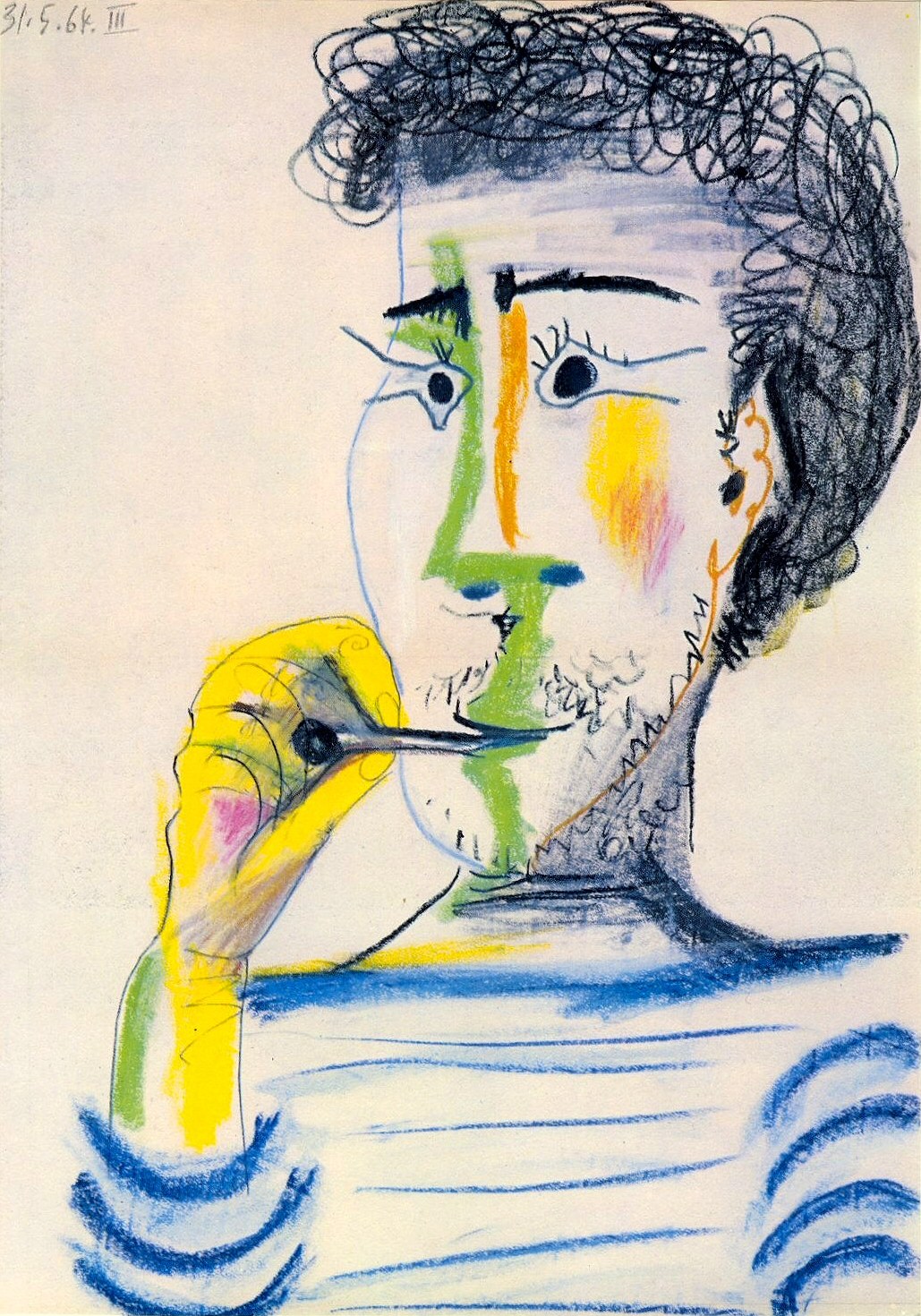 Пабло Пикассо. "Голова бородатого мужчины с сигаретой". 31.05.1964.