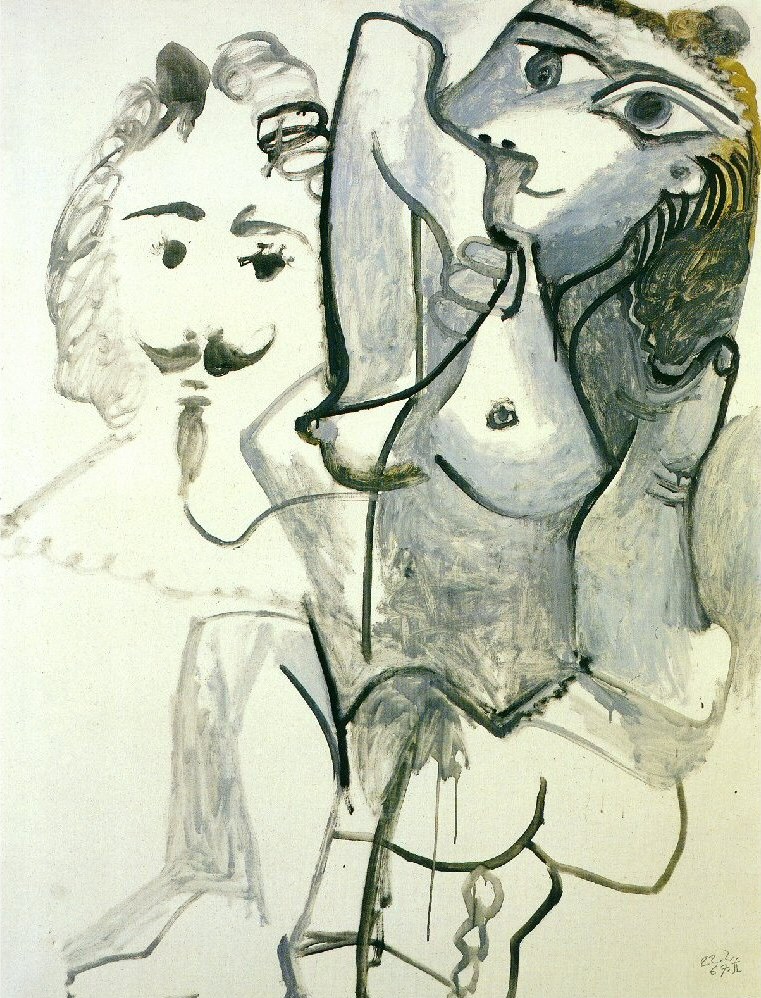 Пабло Пикассо. "Обнажённая и голова мужчины". 22.02.1967.