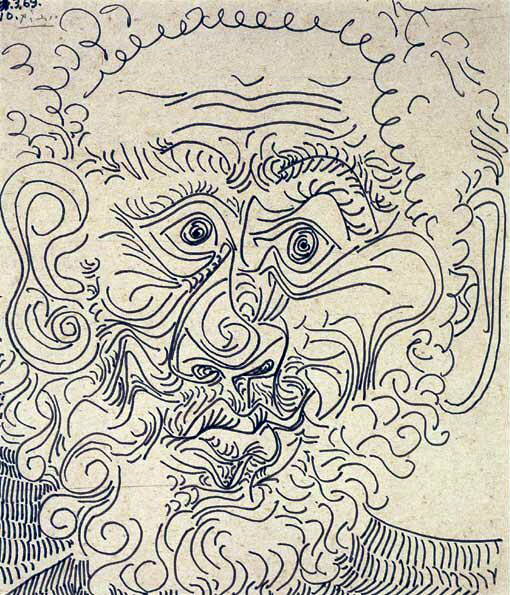 Пабло Пикассо. "Голова мужчины". 10.02.1969.