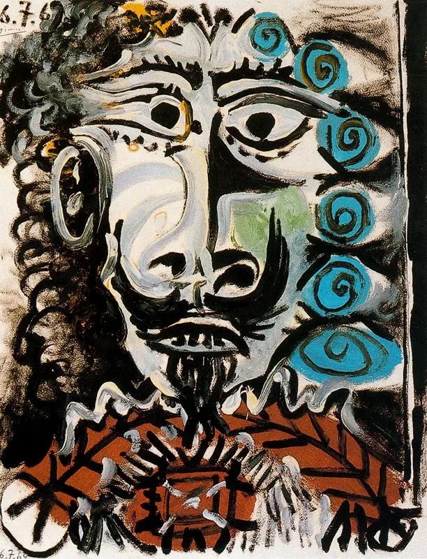 Пабло Пикассо. "Голова мужчины". 06.07.1969. Музей искусств округа Лос-Анджелес (LACMA), Лос-Анджелес.