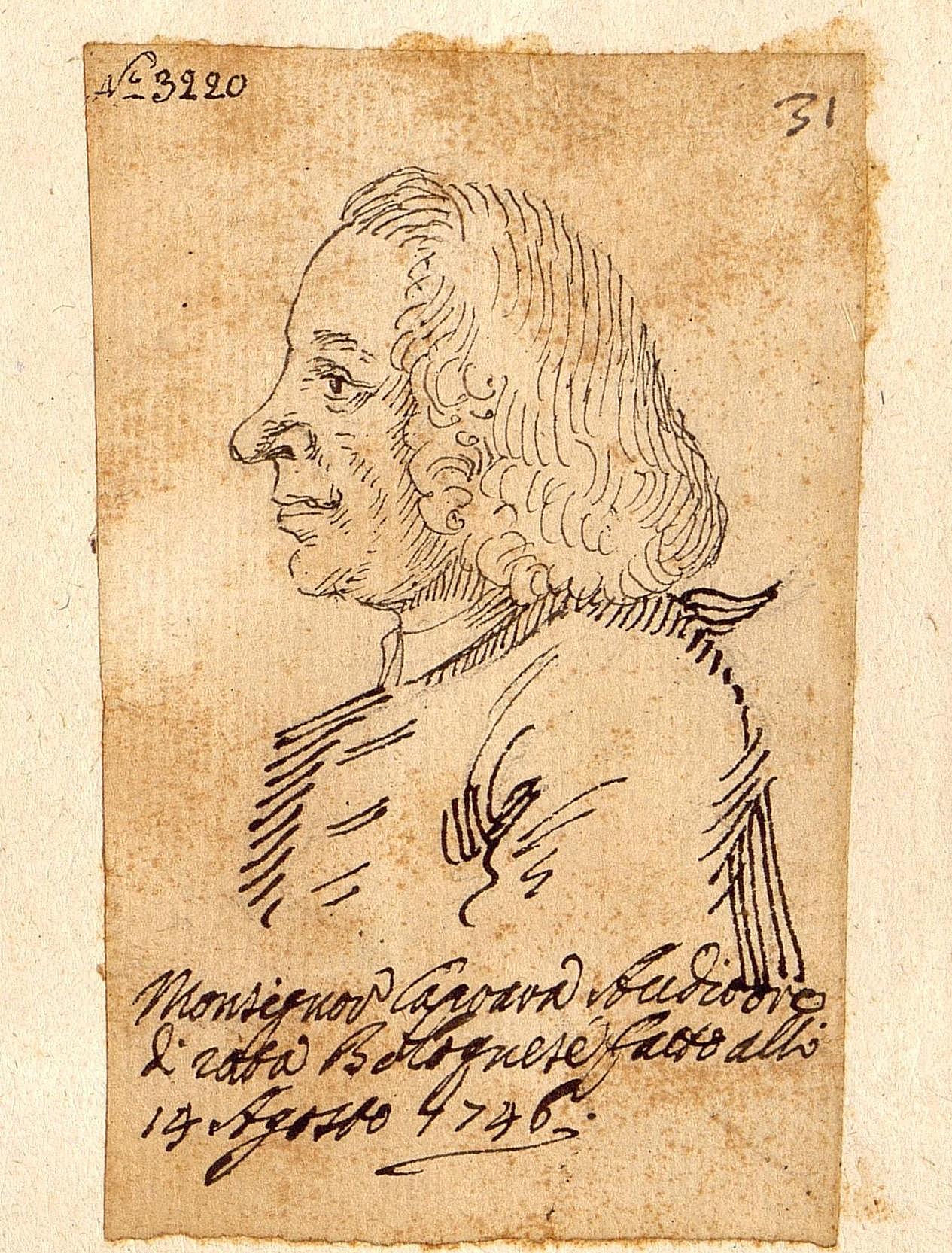 Пьер Леоне Гецци. Карикатурная голова мужчины в парике". 1746. Эрмитаж, Санкт-Петербург.