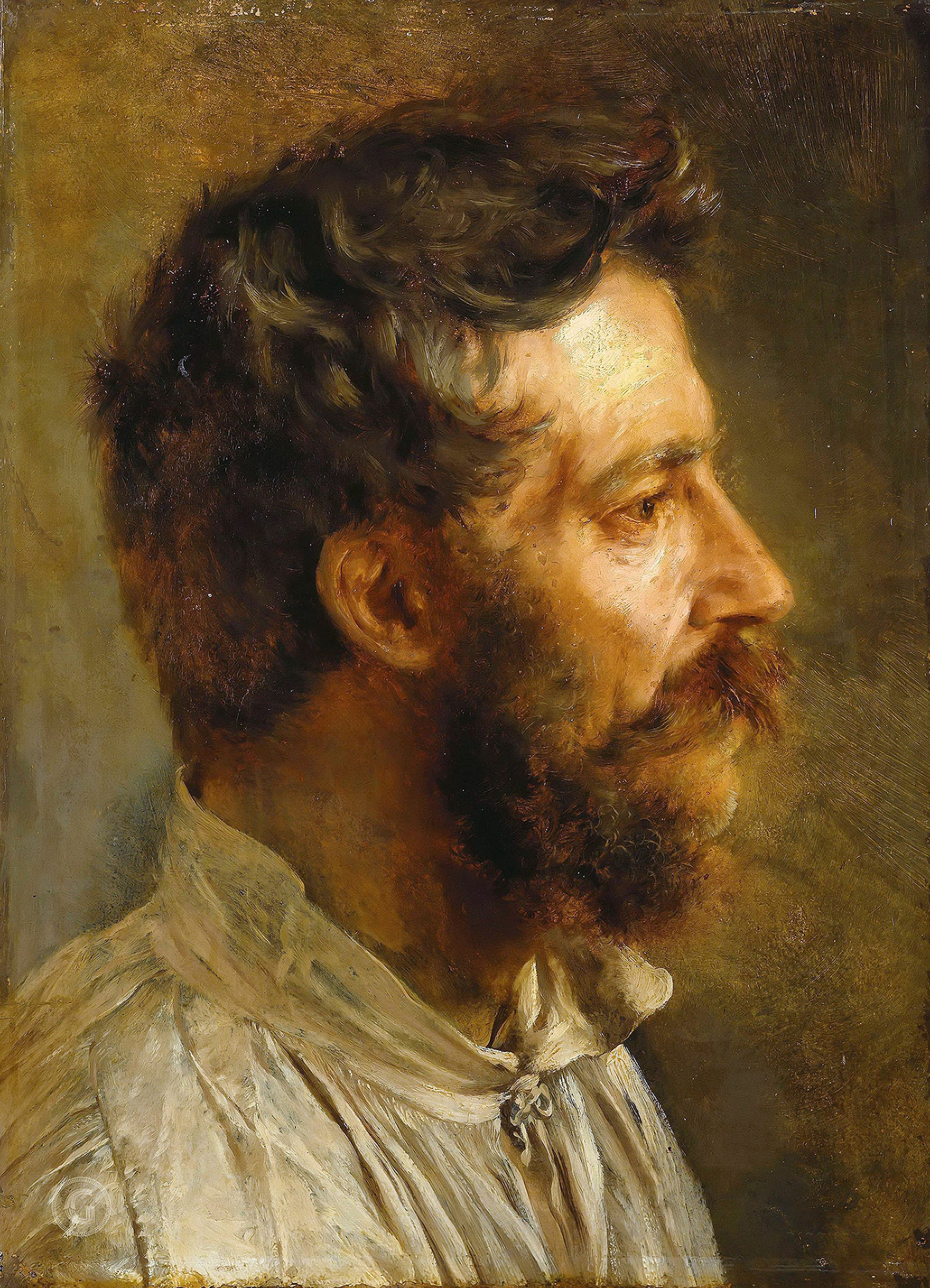 Адольф Менцель. "Голова бородатого мужчины в профиль". 1844. Музей Берггрюна, Берлин.