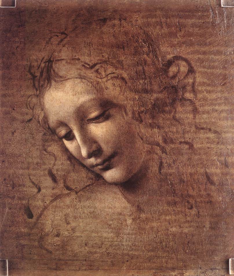 Леонардо да Винчи. "Голова женщины". около 1508. Национальная галерея, Парма.