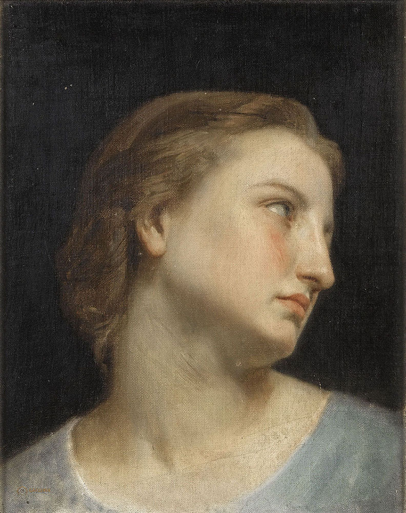 Адольф Вильям Бугро. "Голова женщины". Этюд. 1851. Частная коллекция.
