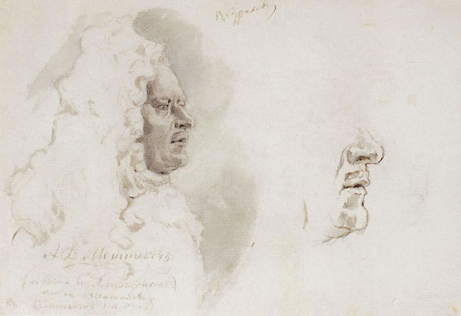 В. Суриков. Голова Меншикова в профиль. Нижняя часть лица. 1882.