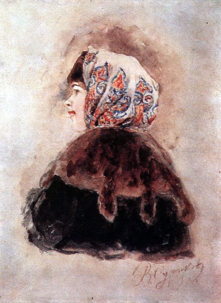 В. Суриков. Голова барышни. 1890.
