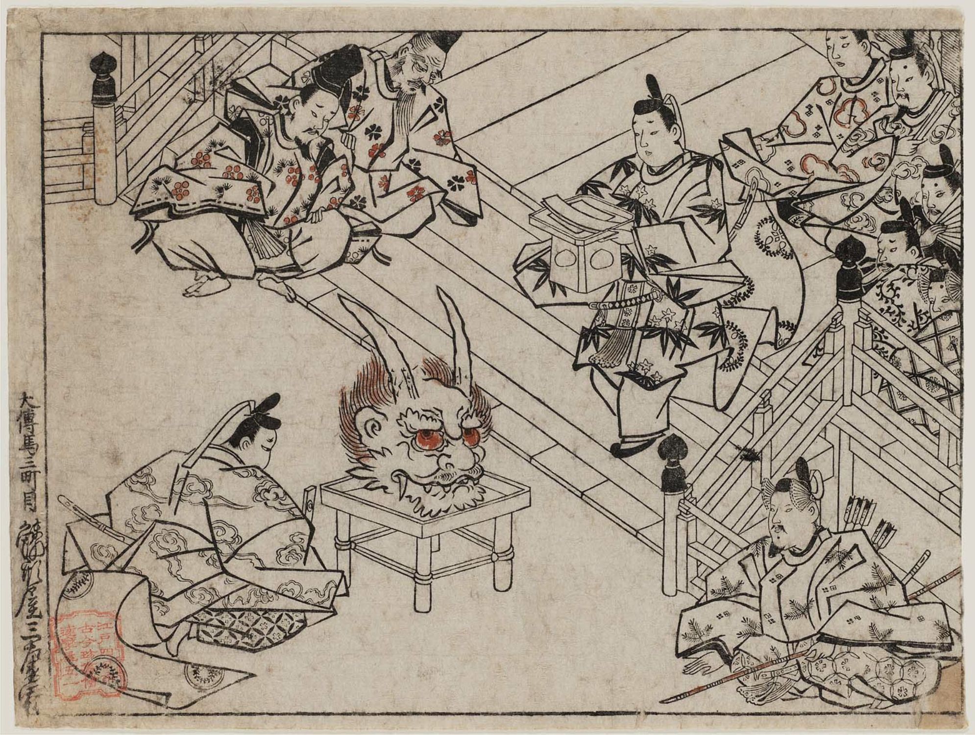 Моронобу Хисикава. Представление головы демона императору. Около 1680.