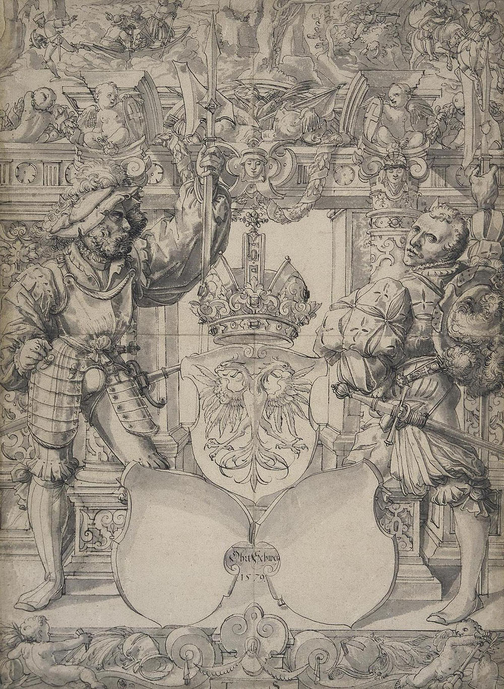 Тобиас Штиммер. "Проект геральдического витража города кантона Швитц". 1579.