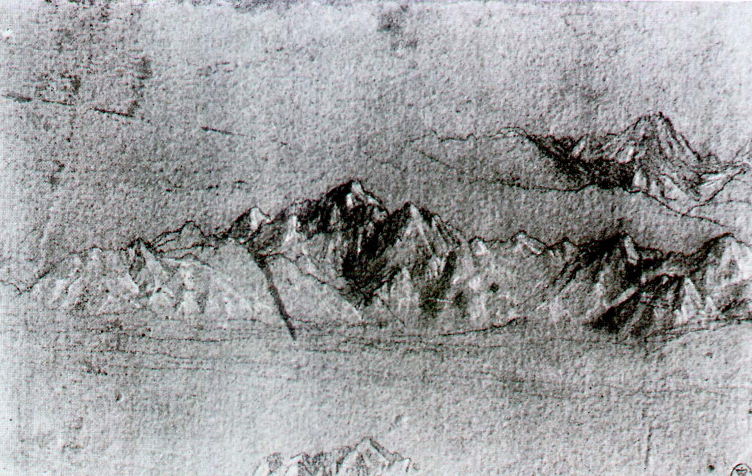 Леонардо да Винчи. Цепи гор. Этюд. 1511.