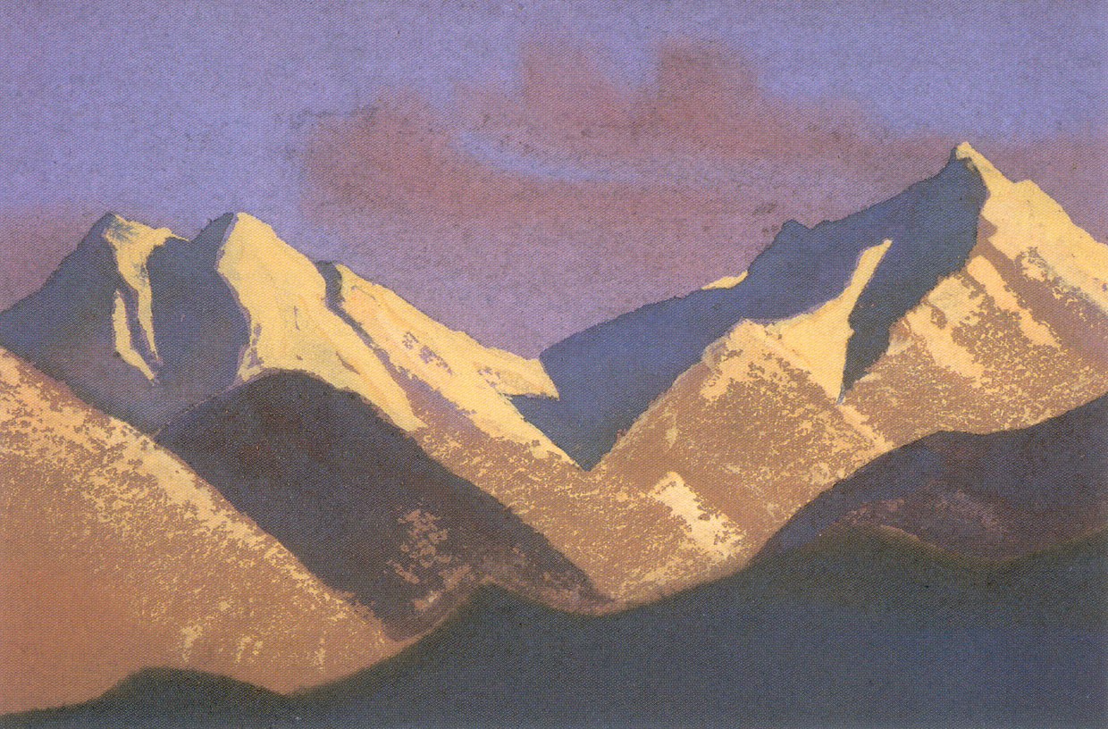 Н. Рерих. Гималаи. Горы, освещённые закатным солнцем. 1941.