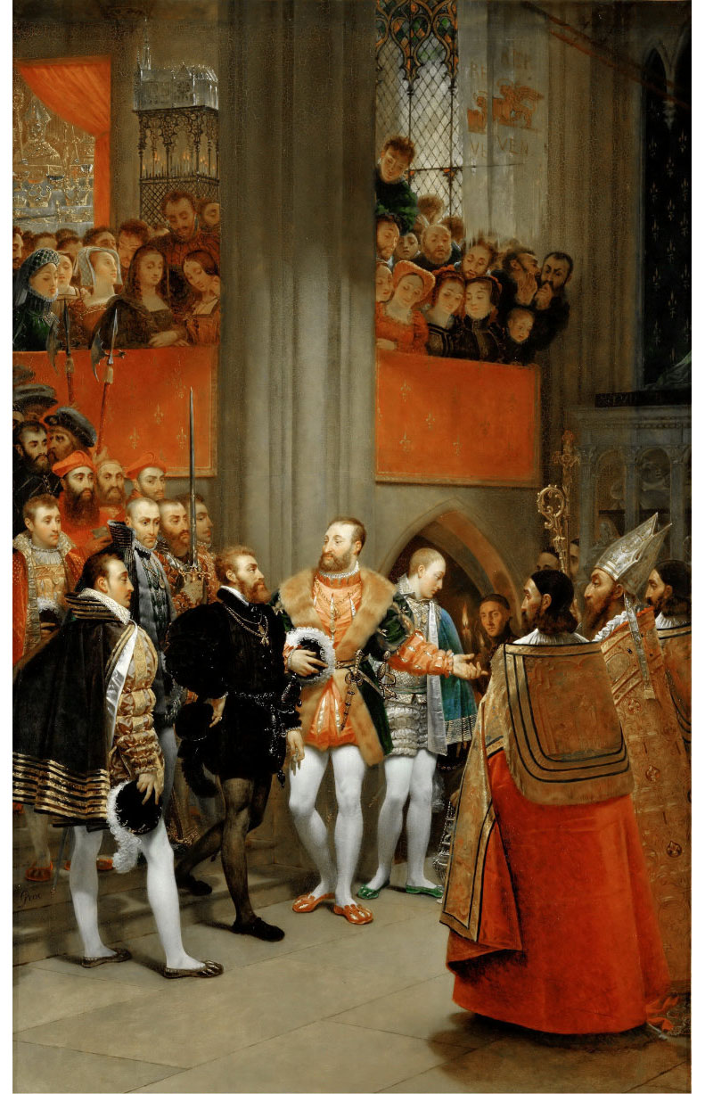 Антуан Жан Гро. "Франциск I принимает КарлаV в аббатстве Сен-Дени в 1540 году". 1811. Лувр, Париж.