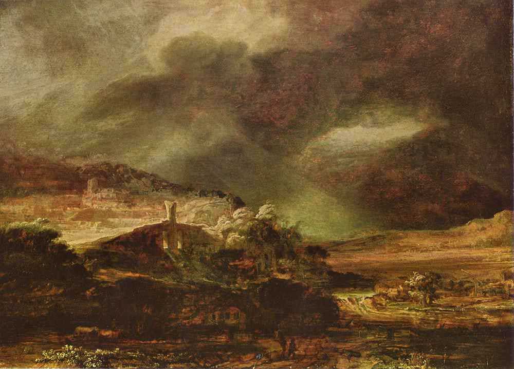 Рембрандт ван Рейн. Пейзаж с грозой. 1639.