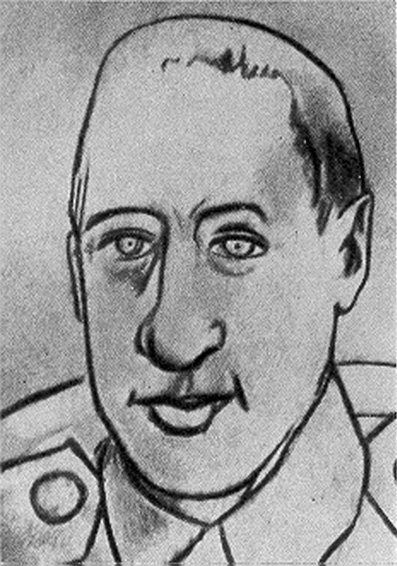 Михаил Ларионов. "Портрет Гумилёва. Париж.". 1917-1918.