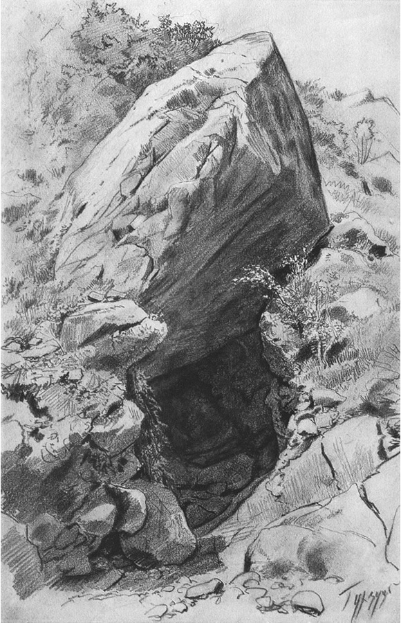Иван Иванович Шишкин. "Пещера в Гурзуфе". 1879.