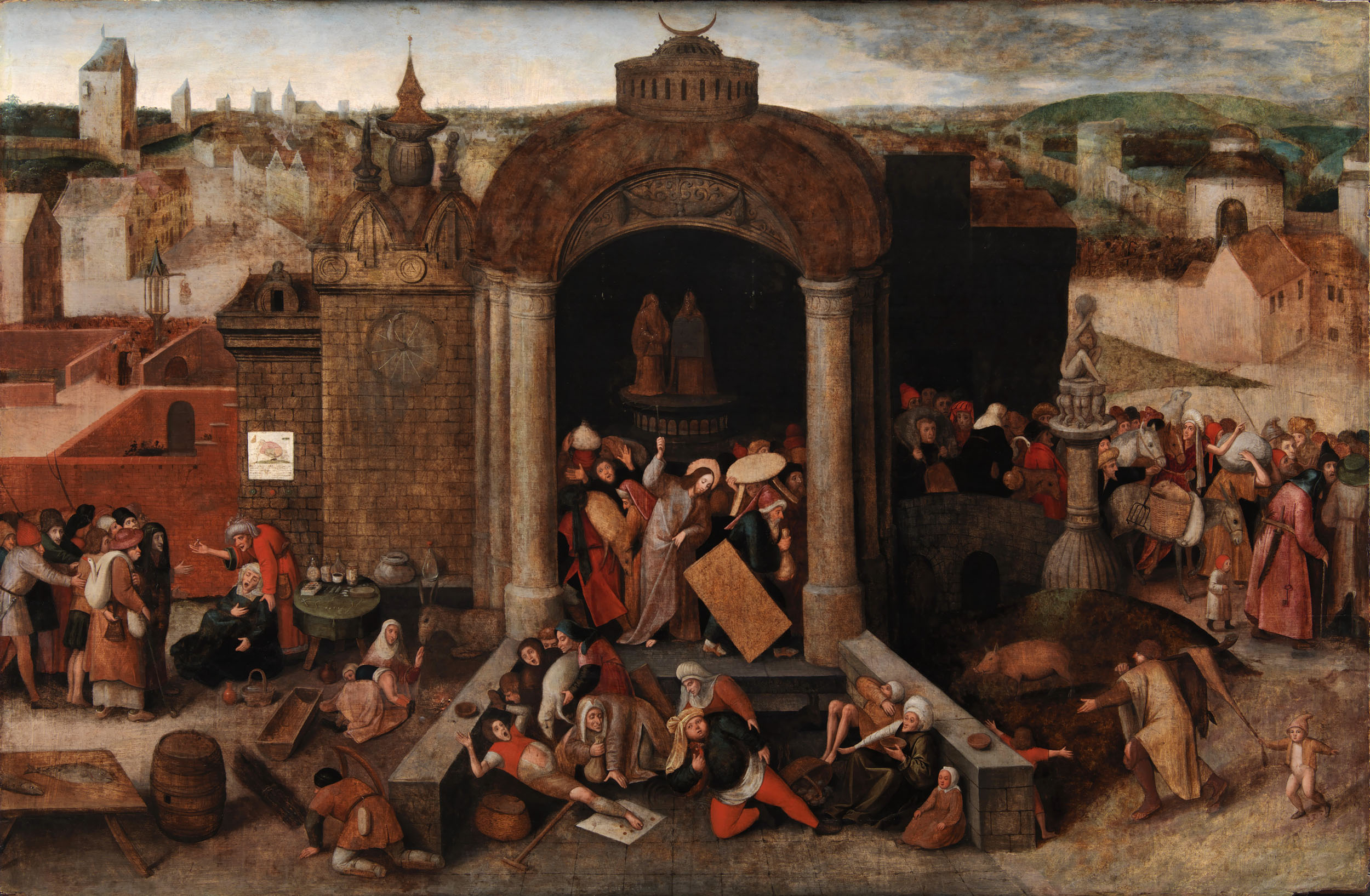 Неизвестный художник. Стиль Питера Брейгеля Старшего. Изгнание торгующих из храма. 1568.