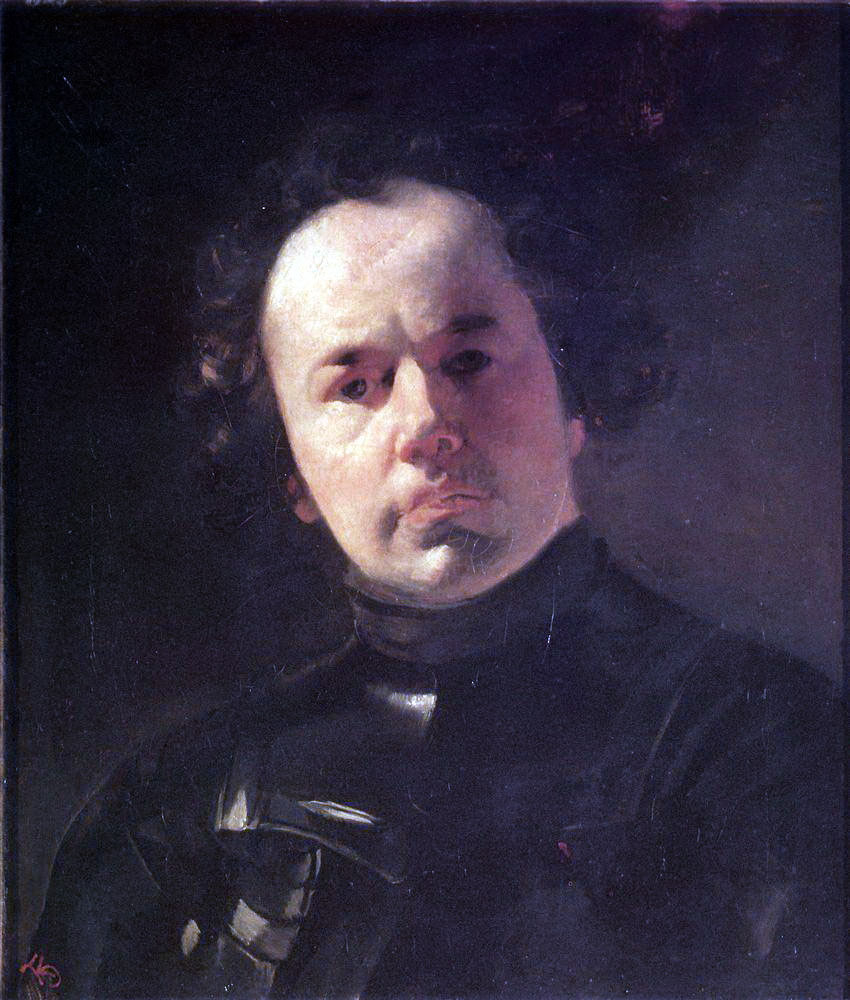 К. Брюллов. Портрет художника Я. Ф. Яненко в латах. 1841.