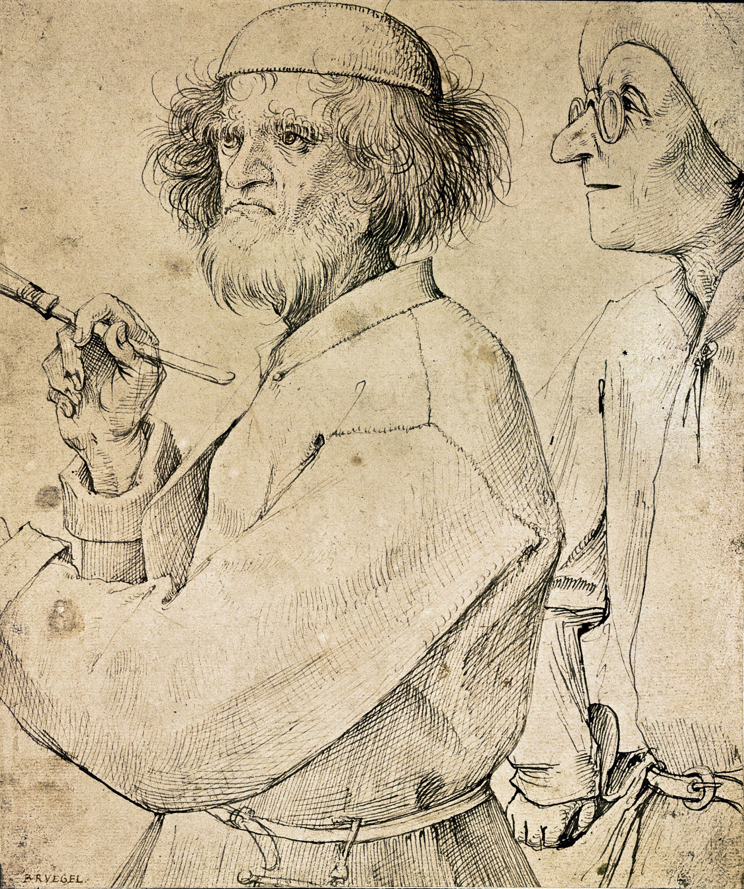 П. Брейгель Старший. Художник и знаток (возможно, автопортрет). Около 1565.