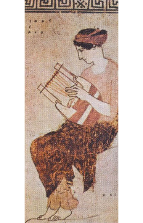 "Муза, играющая на лире". Деталь росписи белофонного лекифа. Около 445 до н. э. Частное собрание, Лугано.