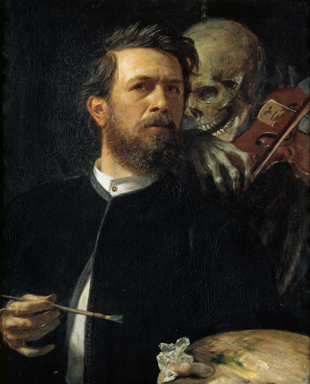 Арнольд Бёклин. Автопортрет со смертью, играющей на скрипке.