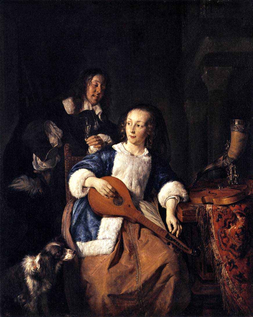 Габриэль Метсю. Играющая на цитре. 1660.