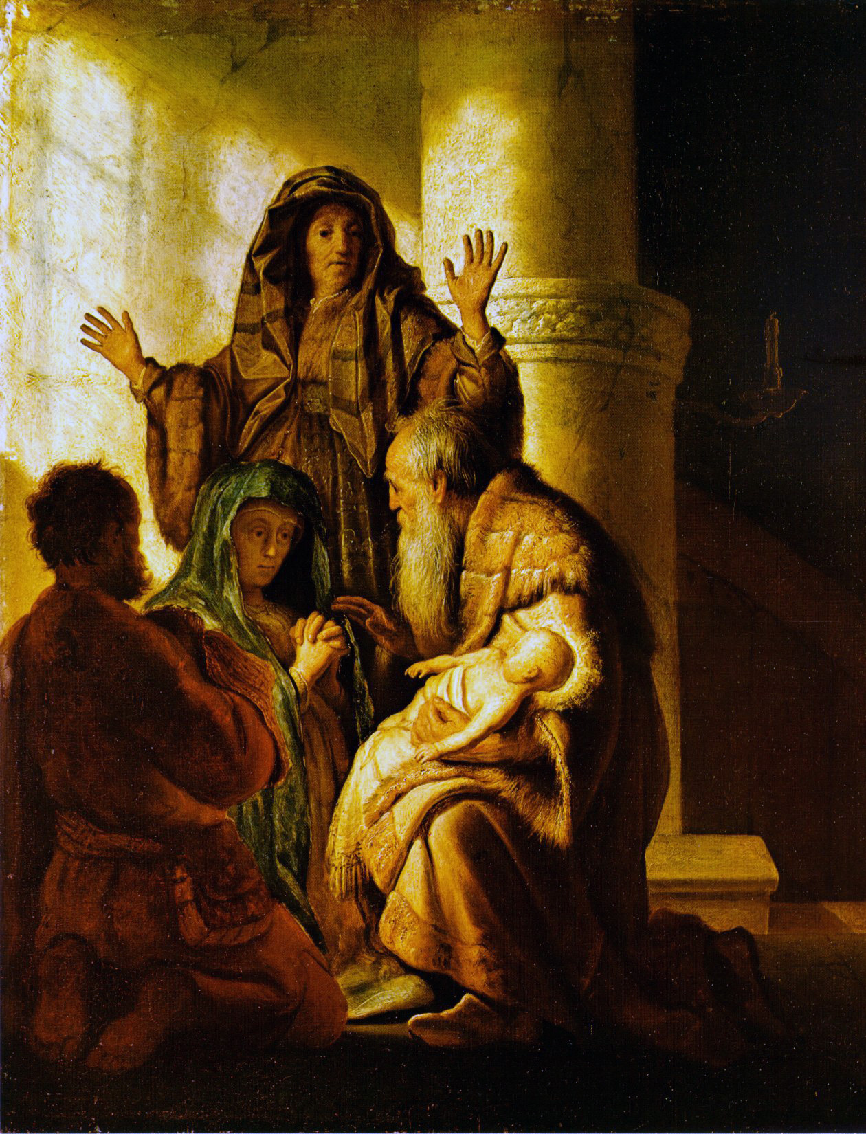 Рембрандт Харменс ван Рейн. "Принесение во храм". 1627-1628. Музей искусства, Гамбург.