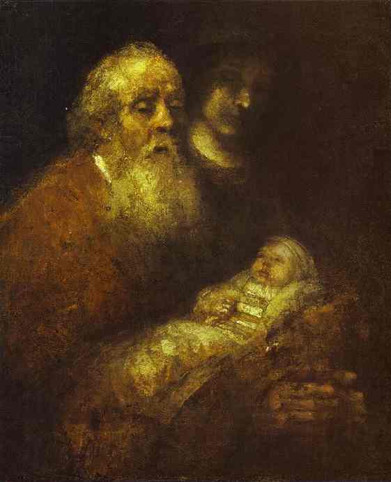 Рембрандт Харменс ван Рейн. "Симеон с младенцем Иисусом в храме".