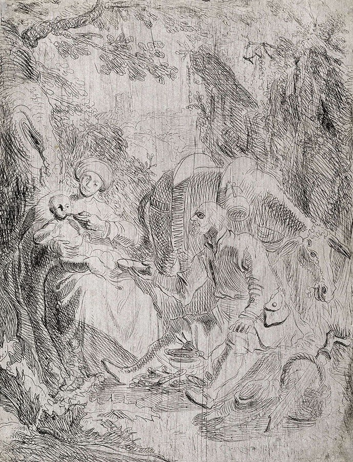 Рембрандт Харменс ван Рейн. "Отдых на пути в Египет". 1624.