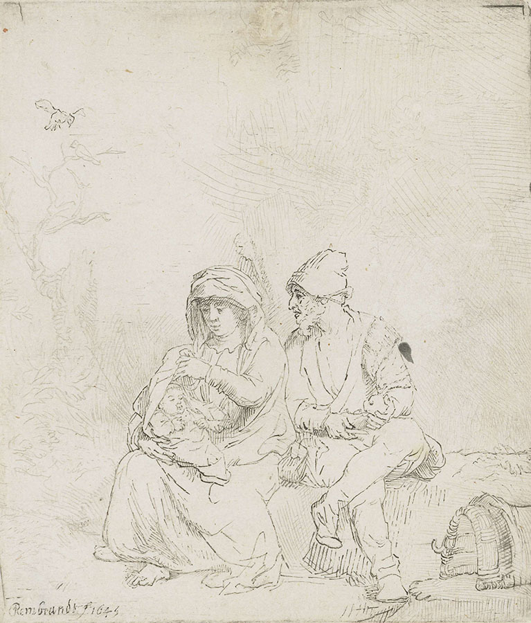 Рембрандт Харменс ван Рейн. "Отдых на пути в Египет". 1645.