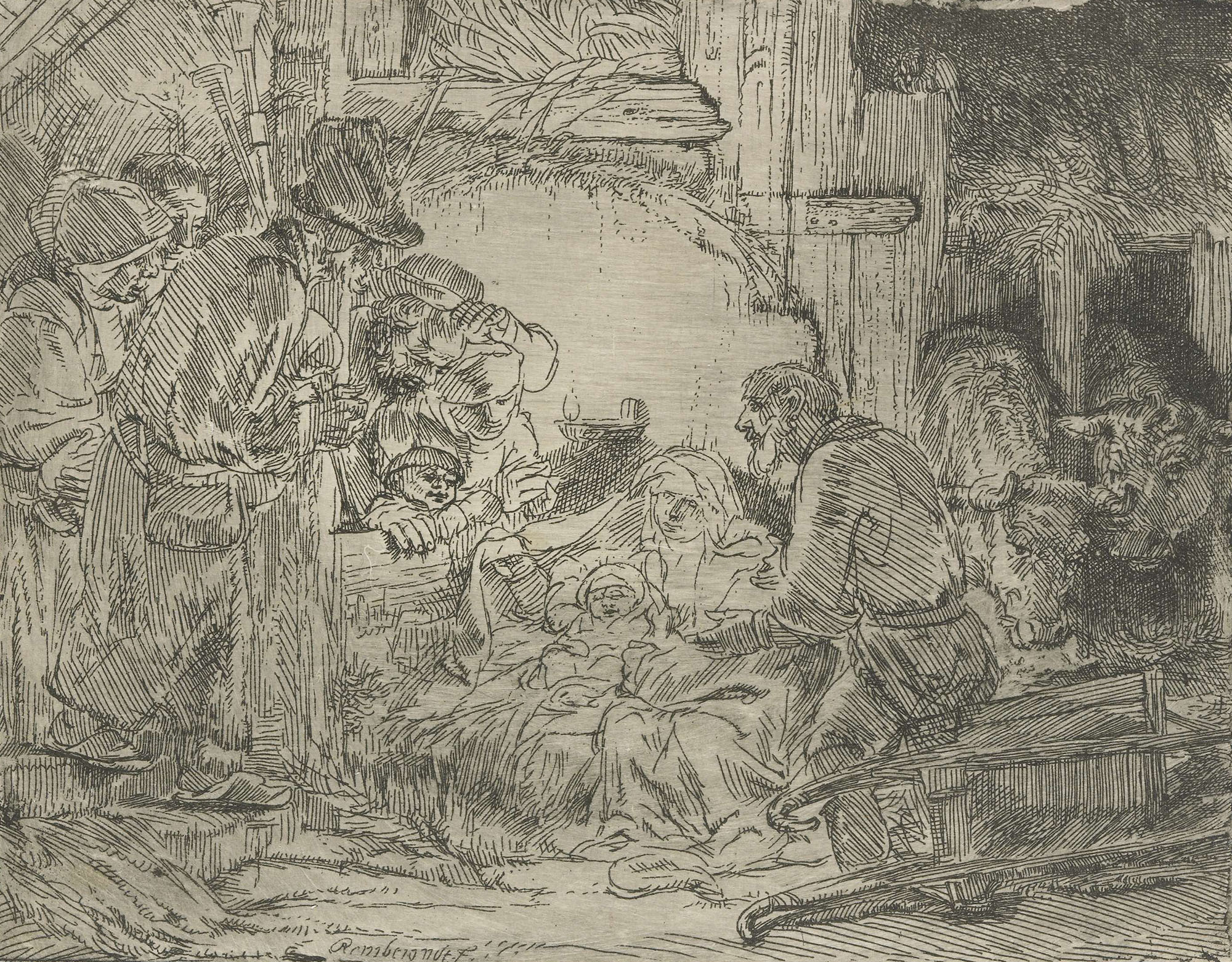 Рембрандт Харменс ван Рейн. "Поклонение пастухов". 1652.