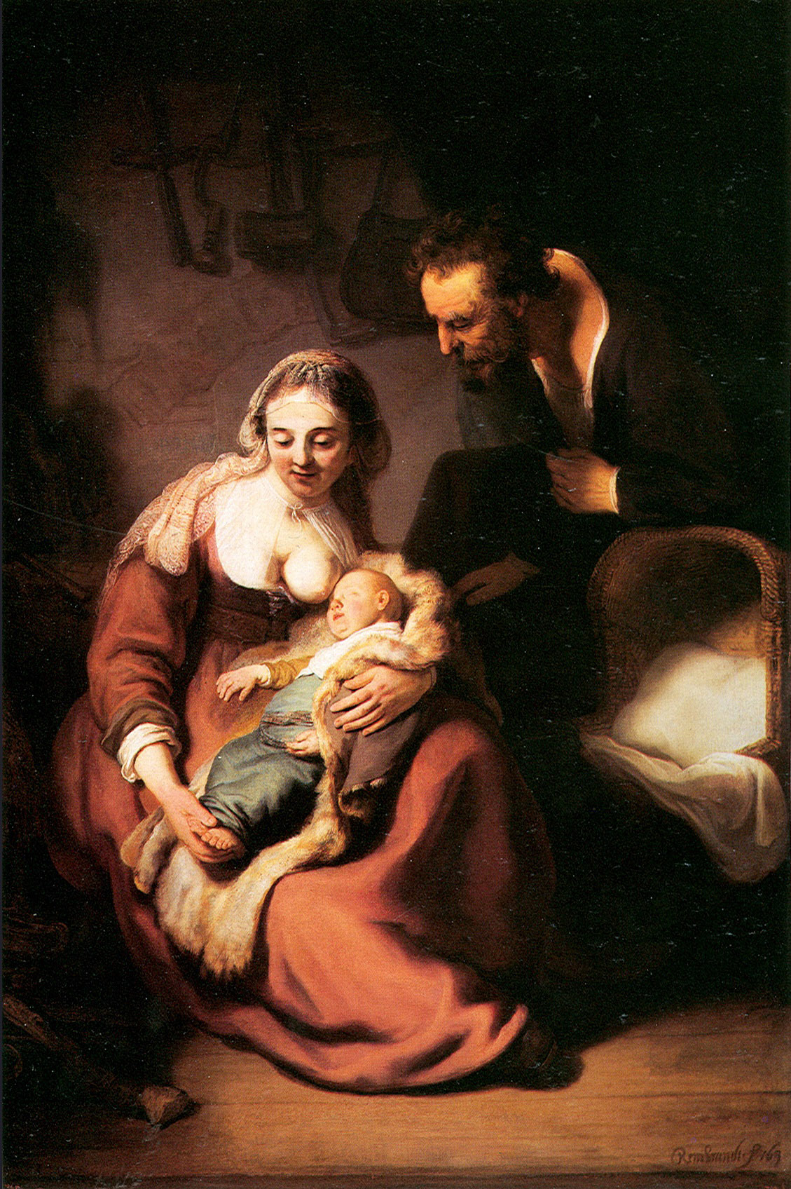 Рембрандт Харменс ван Рейн. "Святое семейство". Около 1634. Старая Пинакотека, Мюнхен.