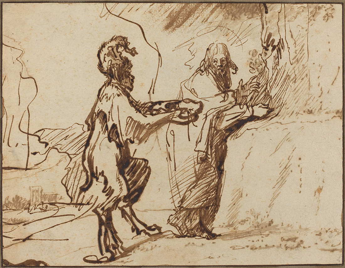 Рембрандт Харменс ван Рейн. "Искушение Христа в пустыне". 1635-1640. Национальная галерея, Вашингтон.