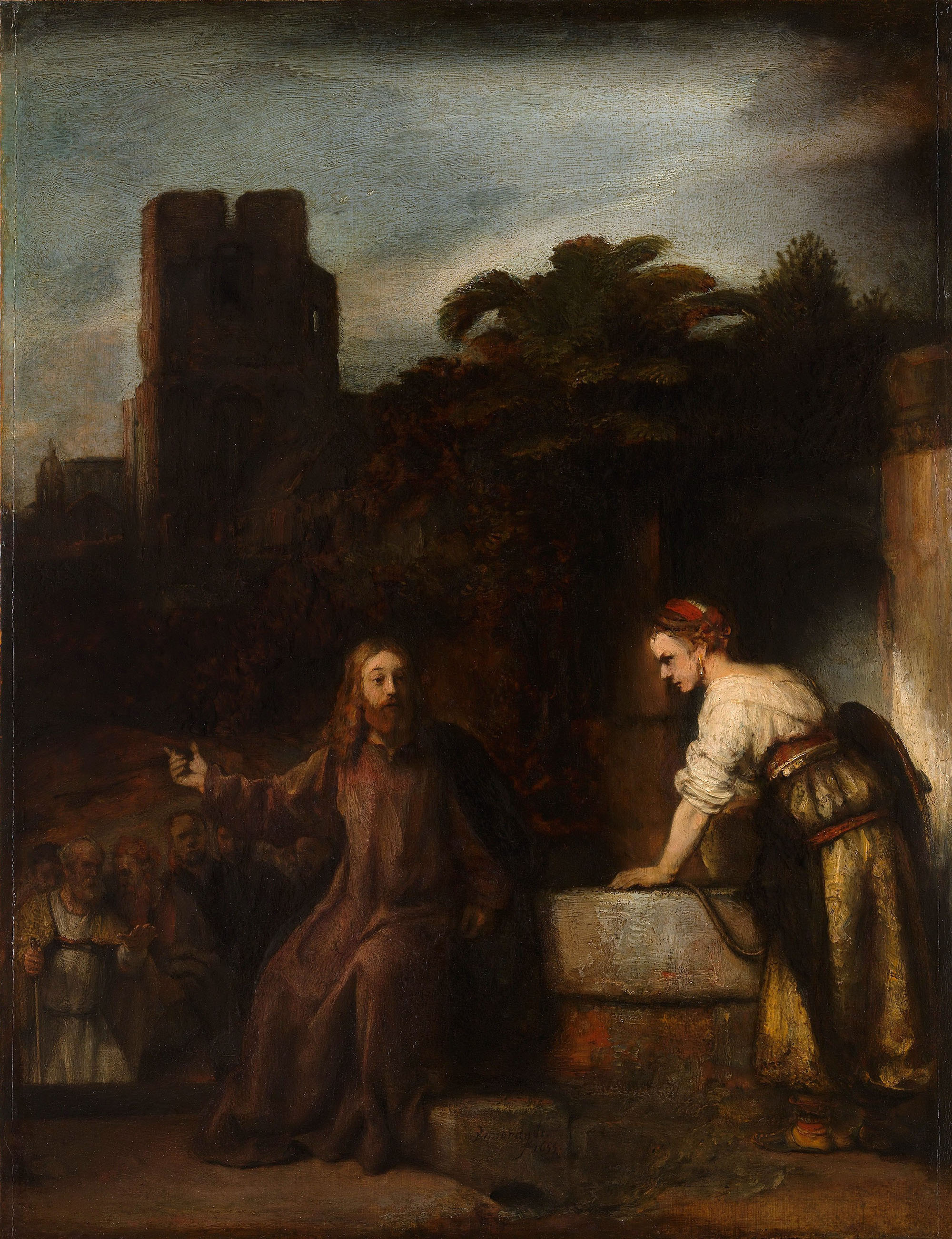 Приписывается Рембрандту. "Христос и самарянка". 1655. Музей Метрополитен, Нью-Йорк.