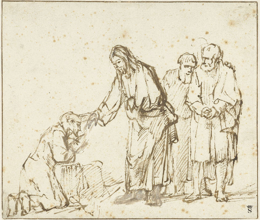 Рембрандт Харменс ван Рейн. "Христос исцеляет прокажённого". 1650. Государственный музей, Амстердам.