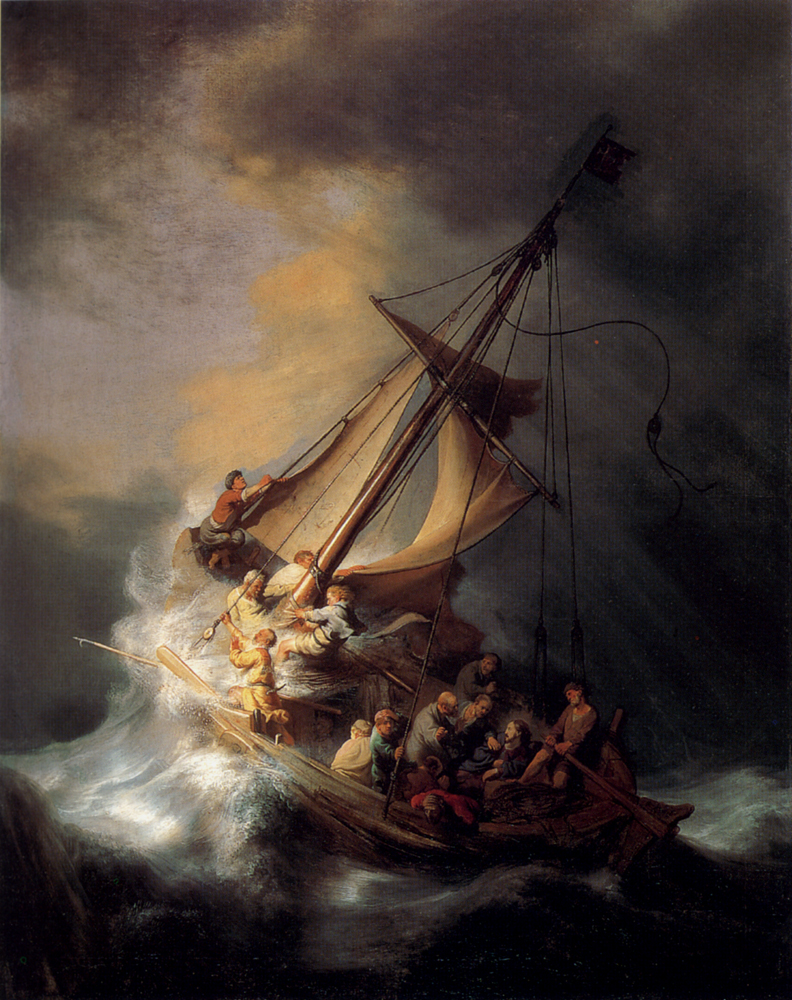 Рембрандт Харменс ван Рейн. "Христос во время бури на Галилейском озере". Музей Изабеллы Стюарт Гарднер, Бостон.