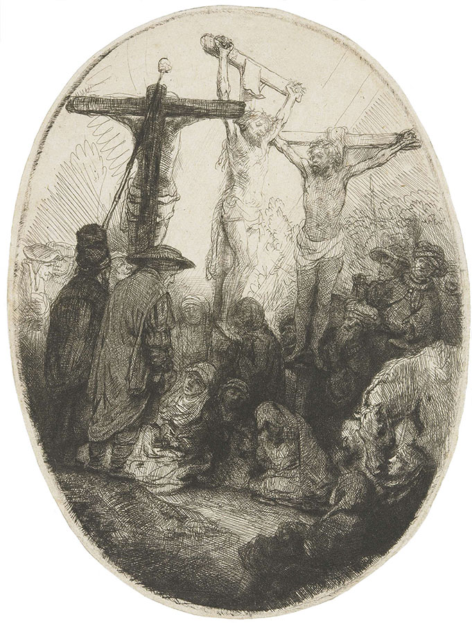 Рембрандт Харменс ван Рейн. "Христос на кресте между двумя разбойниками". 1639.