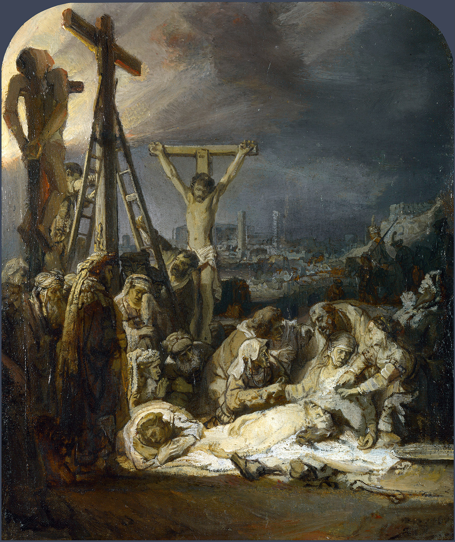 Рембрандт Харменс ван Рейн. "Оплакивание Христа". Около 1635. Национальная галерея, Лондон.