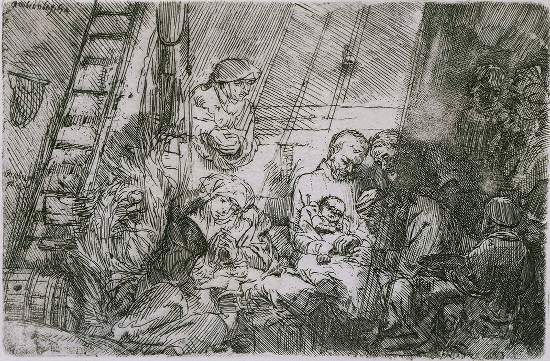 Рембрандт Харменс ван РЕйн. Обрезание в конюшне". 1654.