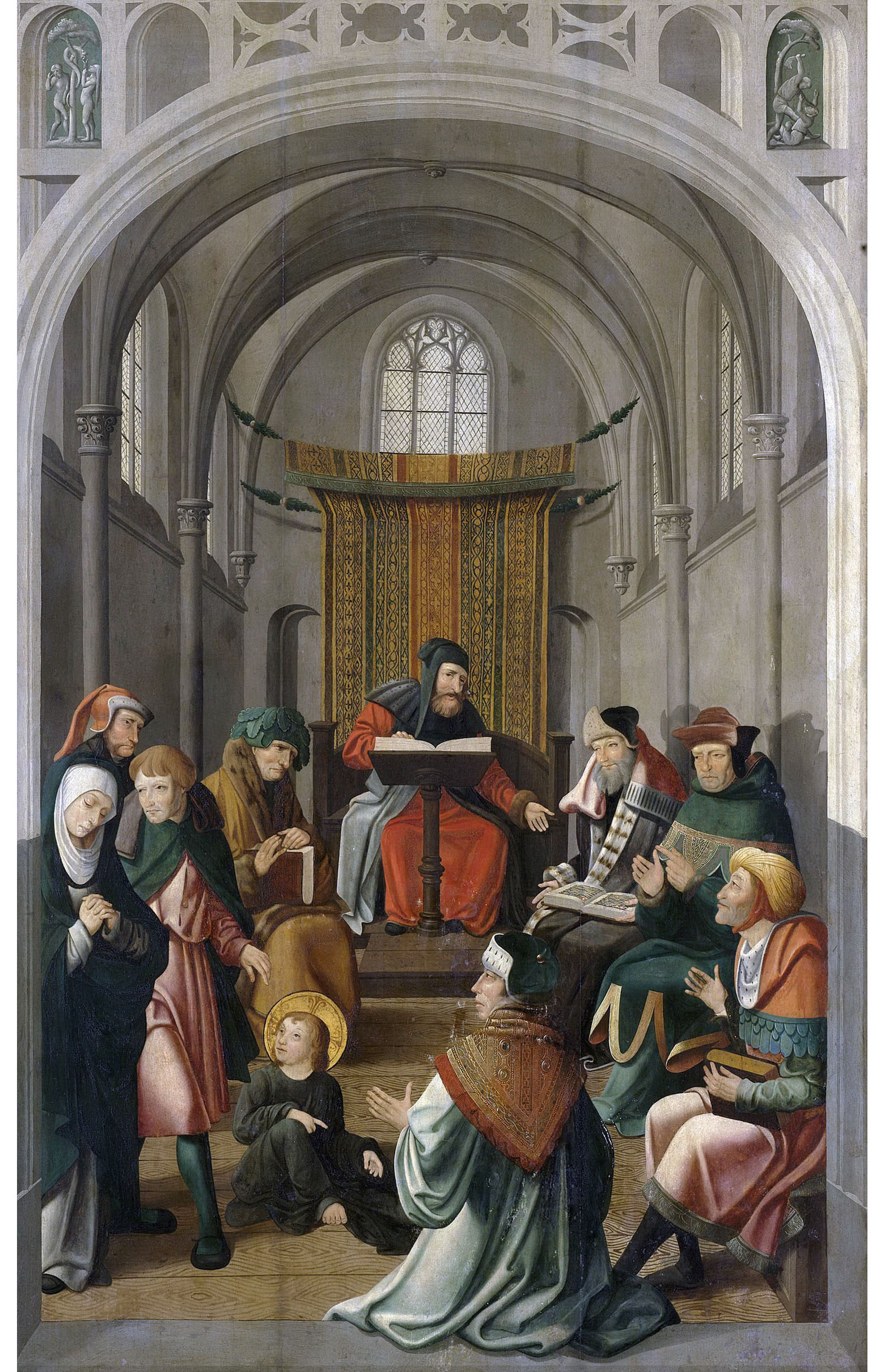 Мастер из Алкмара. "Отрок Христос среди израильских учителей". Панель алтарной композиции. 1520-1535.