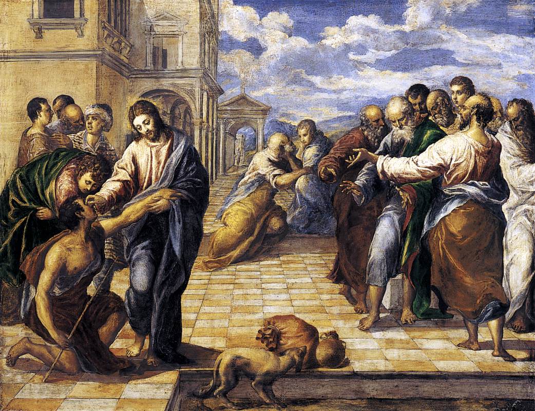 Эль Греко. Христос исцеляет слеплгл. Около 1567.                                    .