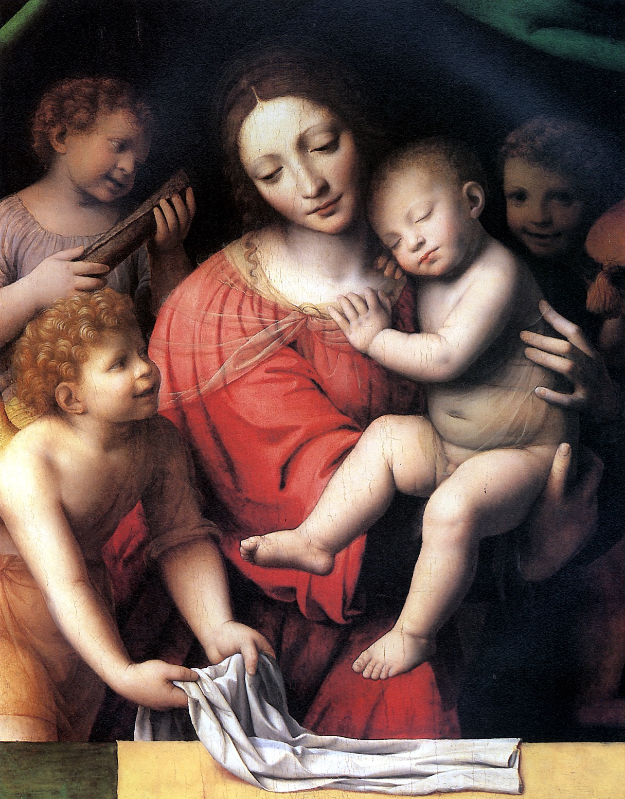 Луини. Мадонна со спящим Христом и три ангела.                                  .
