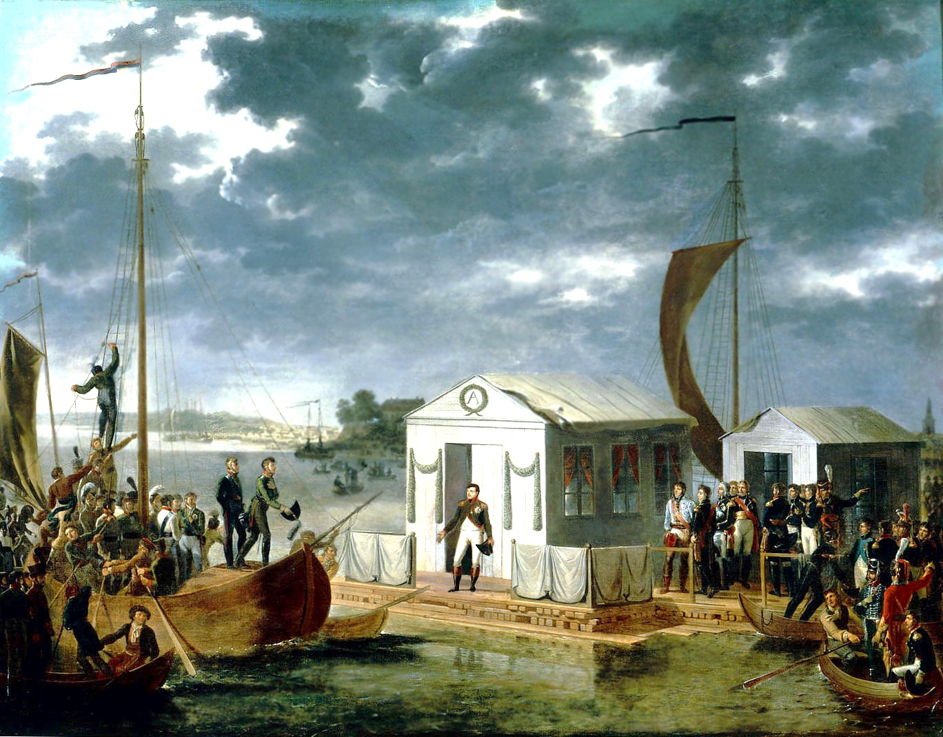 Адольф Эжен Габриель Roehn. "Встреча Наполеона I и АлександраI на Немане 25 июня 1807 года".