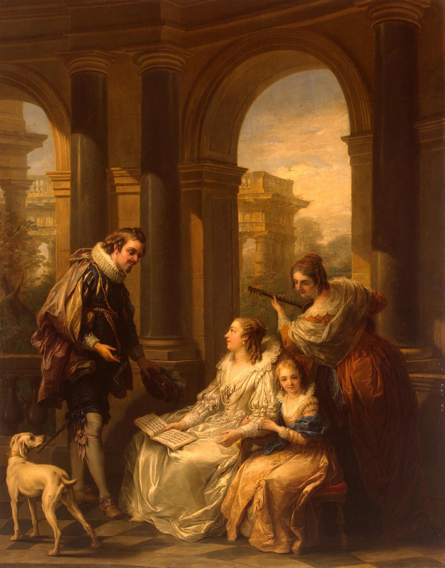 Карл (Шарль-Андре) Ванлоо. "Испанский концерт (Испанское собеседование)". 1754. Эрмитаж, Санкт-Петербург.