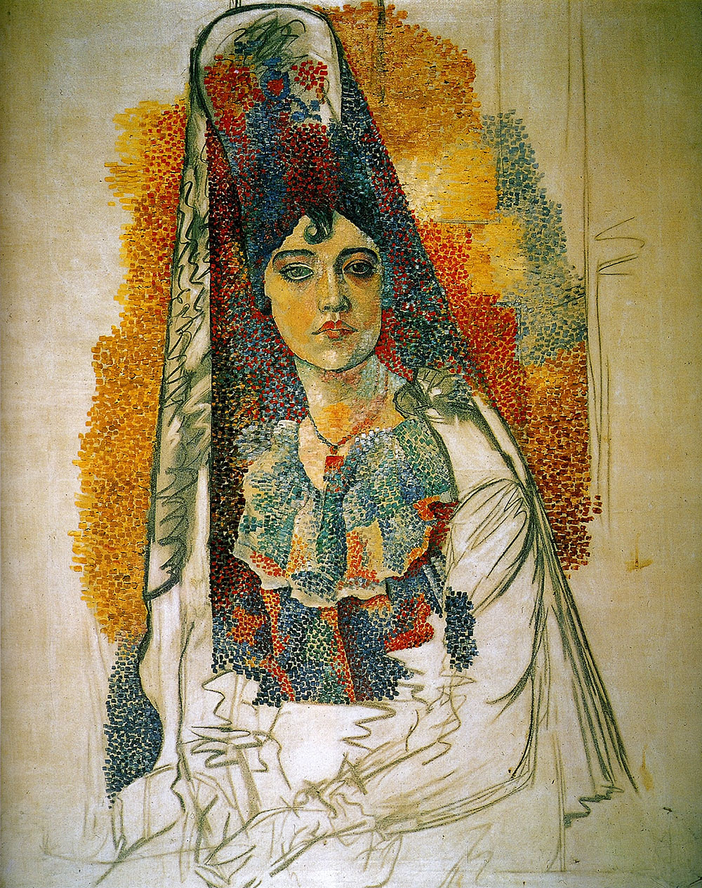Пабло Пикассо. "Девушка в мантилье (Девушка в испанском костюме. La Solchichona)". 1917. Музей Пикассо, Барселона.
