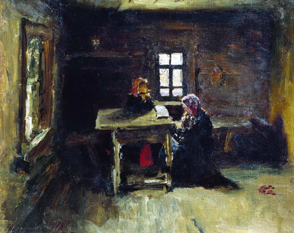 Илья Репин. В избе. 1878.